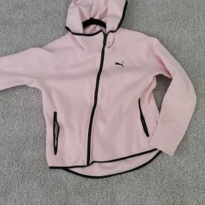 Pink asymmetrical zipper puma sweater